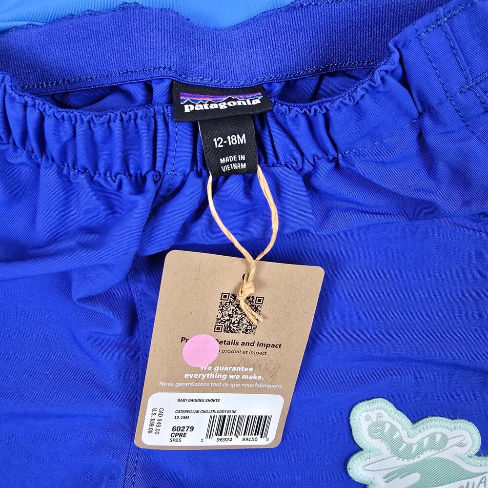 Patagonia Sz 12/18m Baby Capilene Shirt Rainbow Wave & Blue Baggies Short Set - Picture 3 of 4